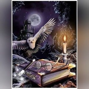 5D Full Diamond Painting Black Castle Eagle Ancient Book from Harry Potter NWOT